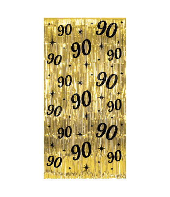 90 Jaar Deurgordijn Goud Zwart van Paper Dreams koop je bij Partywinkel