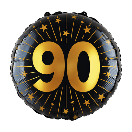 90 Jaar Helium Ballon Zwart Goud Leeg 45cm van WeFiesta koop je bij Partywinkel