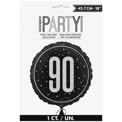 90 Jaar Helium Ballon Zwart Leeg 45cm van Unique koop je bij Partywinkel