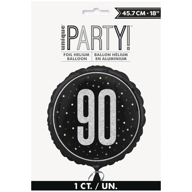 90 Jaar Helium Ballon Zwart Leeg 45cm van Unique koop je bij Partywinkel