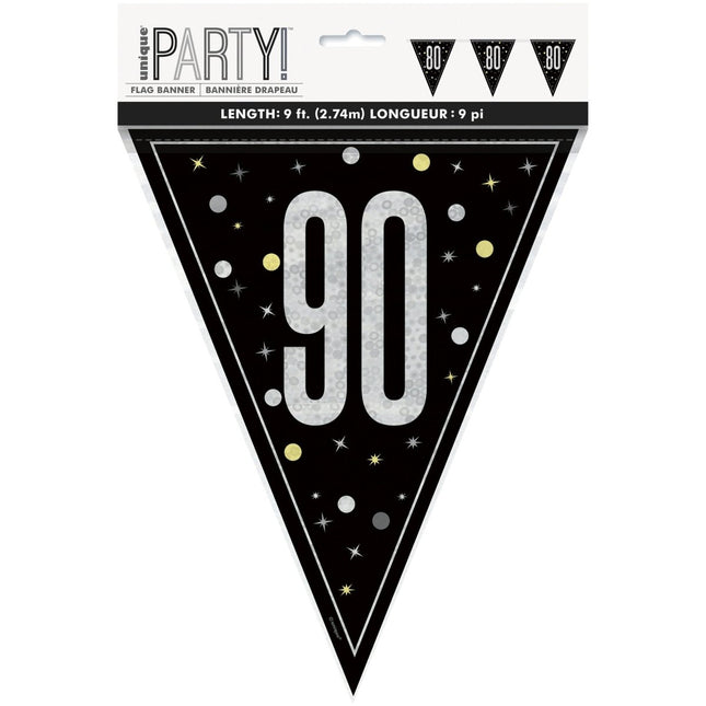 90 Jaar Vlag 2,74m van Unique koop je bij Partywinkel