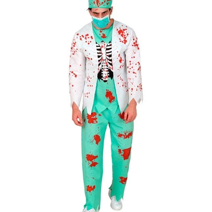 Men's Halloween Costume: Zombie Doctor with Blood