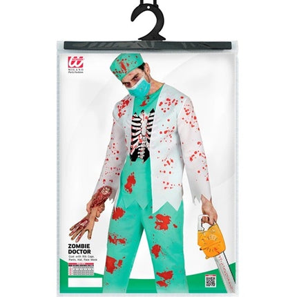 Men's Halloween Costume: Zombie Doctor with Blood