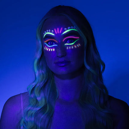 UV Neon Face Paint Kit (water-based face paint, applicator)