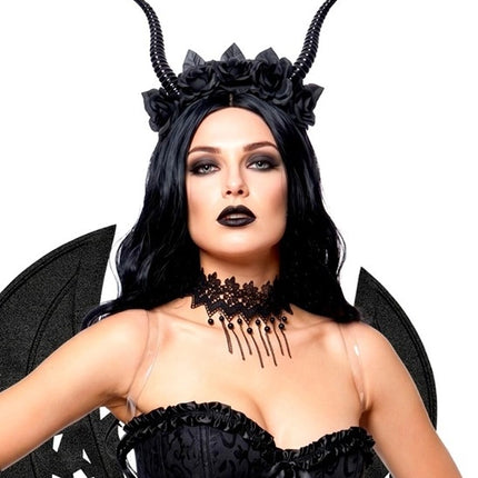 Halloween Hairband: Black Devil Flower