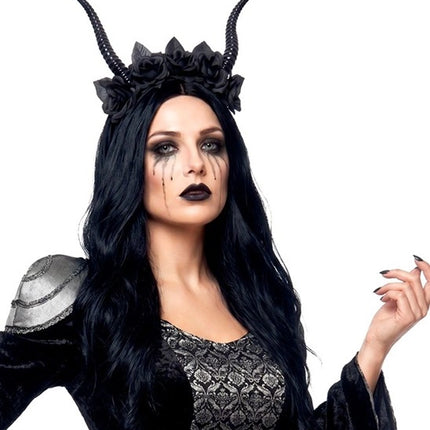 Halloween Hairband: Black Devil Flower