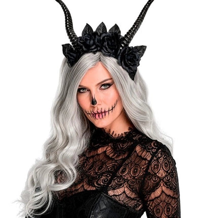 Halloween Hairband: Black Devil Flower