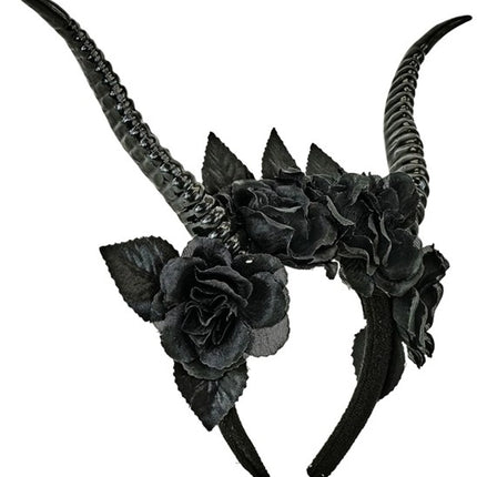 Halloween Hairband: Black Devil Flower