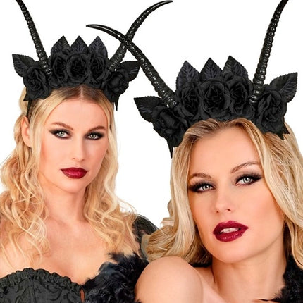 Halloween Hairband: Black Devil Flower