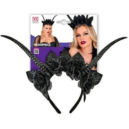 Halloween Hairband: Black Devil Flower