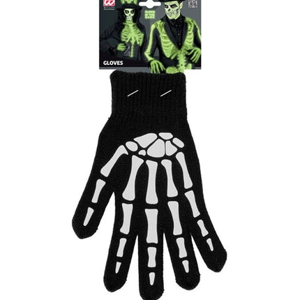 Halloween Gloves, Black and White, Skeleton, Glow-in-the-Dark