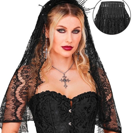Halloween Veil, Black Lace
