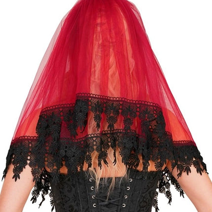 Halloween Veil, Red and Black