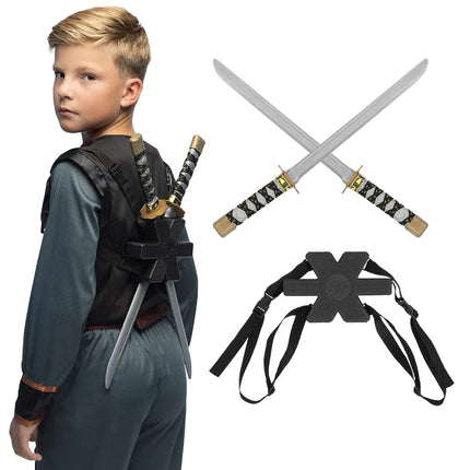 Set of 2 ninja swords with holder (52 cm)