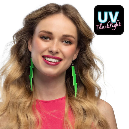 Pair of Flash Neon Green UV Earrings