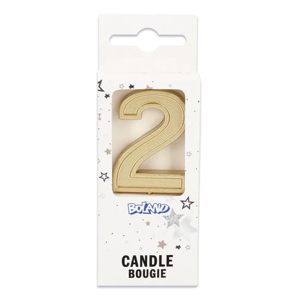 Elegant "2" Gold Candle on a Stick (3 x 4.2 x 0.7 cm)