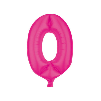 0 Number Balloon, Pink, Empty, 85 cm