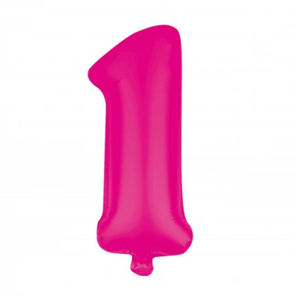 1 Number Balloon, Pink, Empty, 85 cm