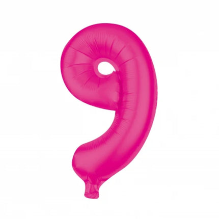9-Year-Old Number Balloon, Pink, Empty, 85 cm