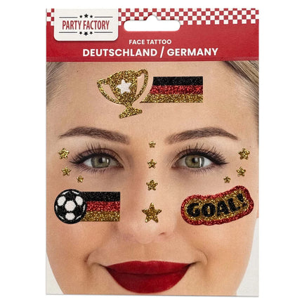 Soccer Fake Tattoos Face Glitter Germany