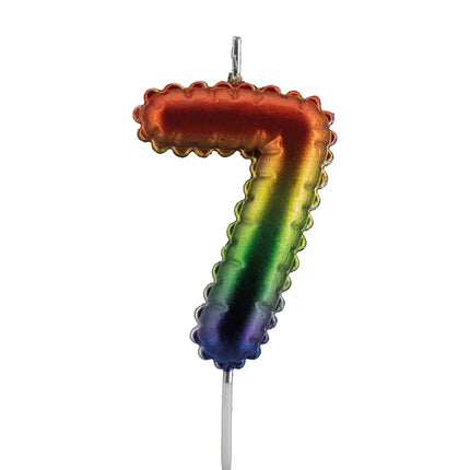 7th Birthday Rainbow Candle, 7 cm