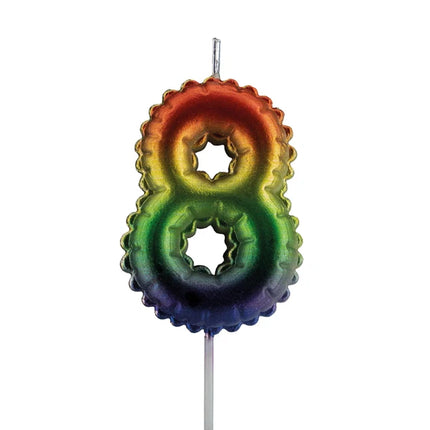 8th Birthday Rainbow Candle, 7 cm