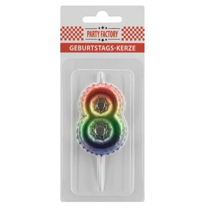 8th Birthday Rainbow Candle, 7 cm