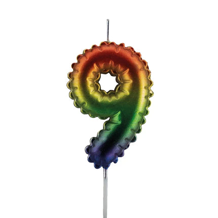 9th Birthday Rainbow Candle, 7 cm