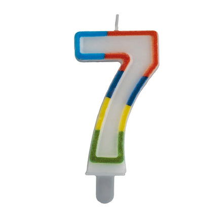 7th Anniversary Candle with Colored Edge, 7 cm