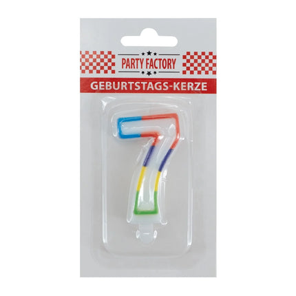 7th Anniversary Candle with Colored Edge, 7 cm