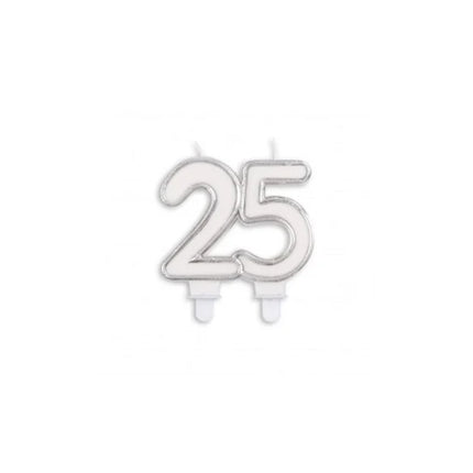 25th Anniversary Candle with Silver Rim, 7 cm