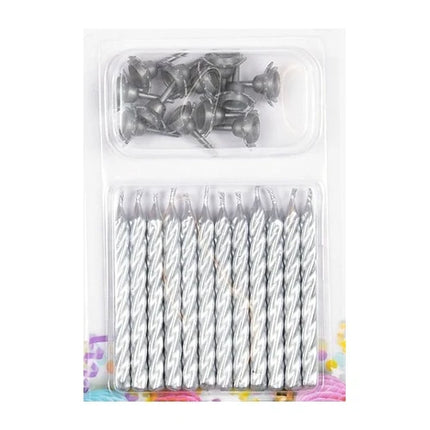 Silver Candles, 6 cm, 12-pack