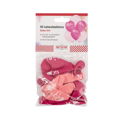 Pink Balloons for Baby Girls, 30 cm, 10-pack
