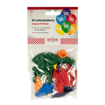 Colored "Happy Birthday" Balloons, 30 cm, 10-pack