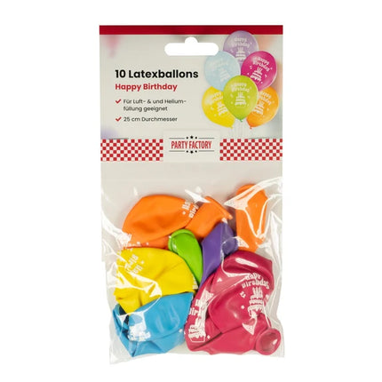 Colored Balloons "Happy Birthday" Cake, 30 cm, 10-pack