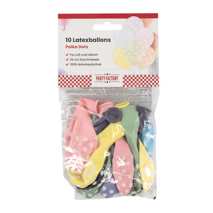 Colored Polka-Dot Balloons, 25 cm, 10-pack