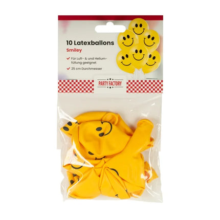 Smiley Balloons, 30 cm, 10-pack