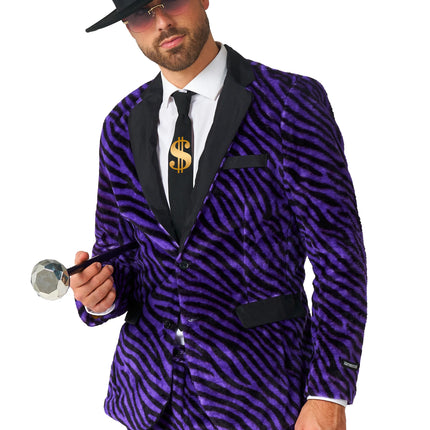Men's Pimp Costume, Purple Zebra Print, 3-Piece Set