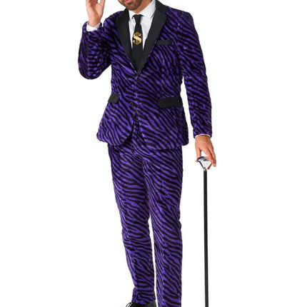 Men's Pimp Costume, Purple Zebra Print, 3-Piece Set