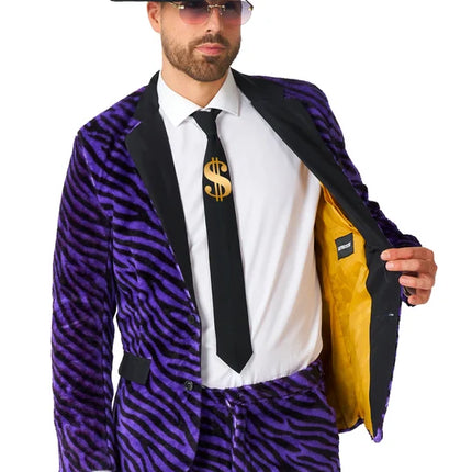 Men's Pimp Costume, Purple Zebra Print, 3-Piece Set