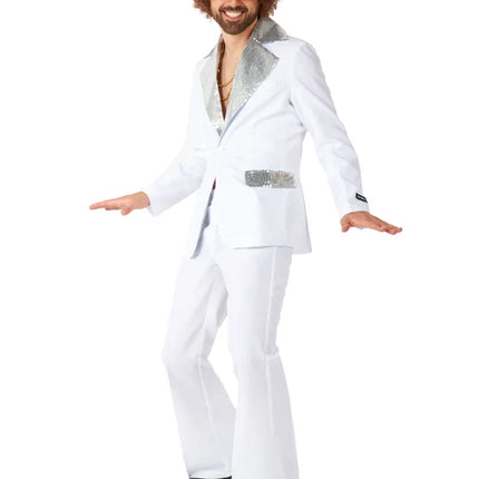 Men's White 2-Piece Disco Costume