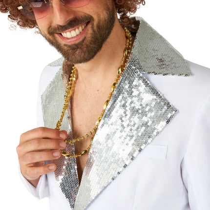 Men's White 2-Piece Disco Costume