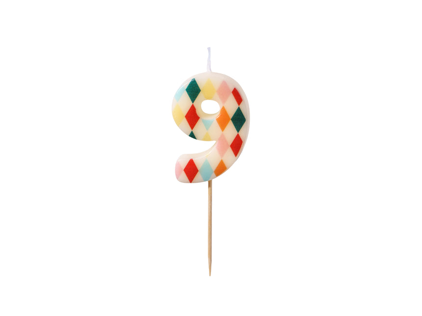 9 Years Candle Colored 5.5cm