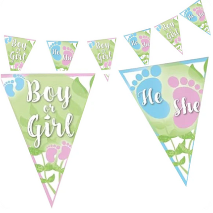 Gender Reveal Garland, Green, 4 m