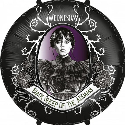 Wednesday Helium Balloon, Black and Purple, Gothic, Empty, 45 cm