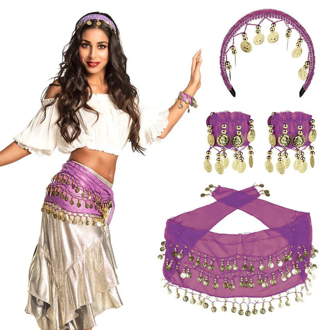 Accessoireset Paars Buikdanseres 4 delig van Boland koop je bij Partywinkel
