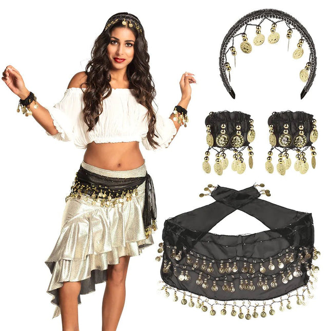 Accessoireset Zwart Buikdanseres 4 delig van Boland koop je bij Partywinkel