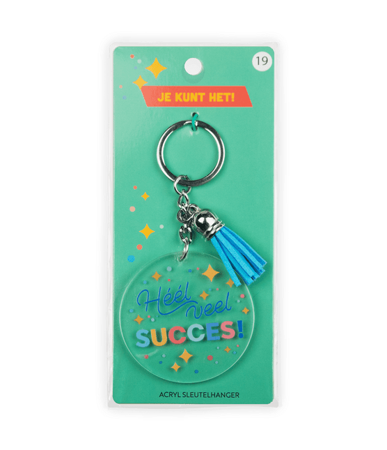 Acryl sleutelhanger Veel succes van Paper Dreams koop je bij Partywinkel