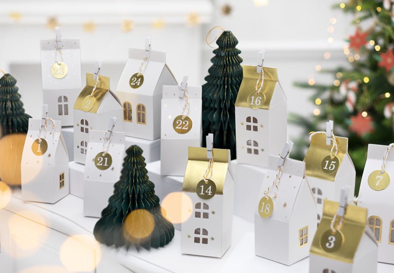 Adventkalender Huisjes Wit van Partydeco koop je bij Partywinkel