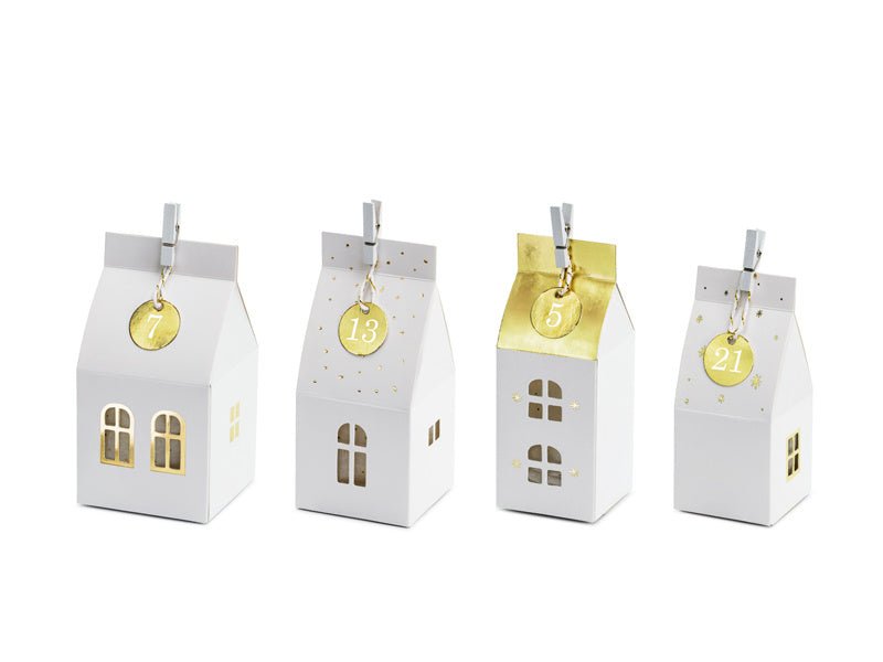 Adventkalender Huisjes Wit van Partydeco koop je bij Partywinkel